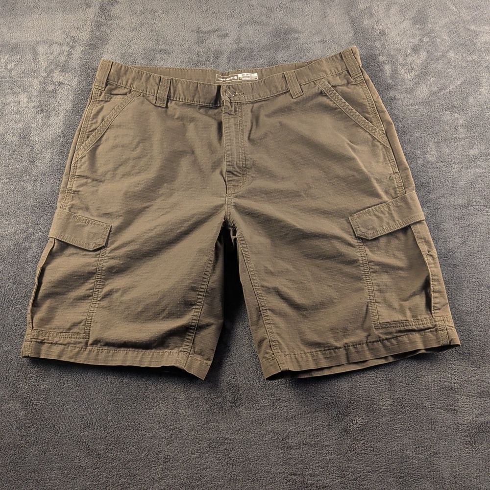Carhartt Force Cargo Short Men 42 Brown Relaxed Fit Ripstop Work Outdoors